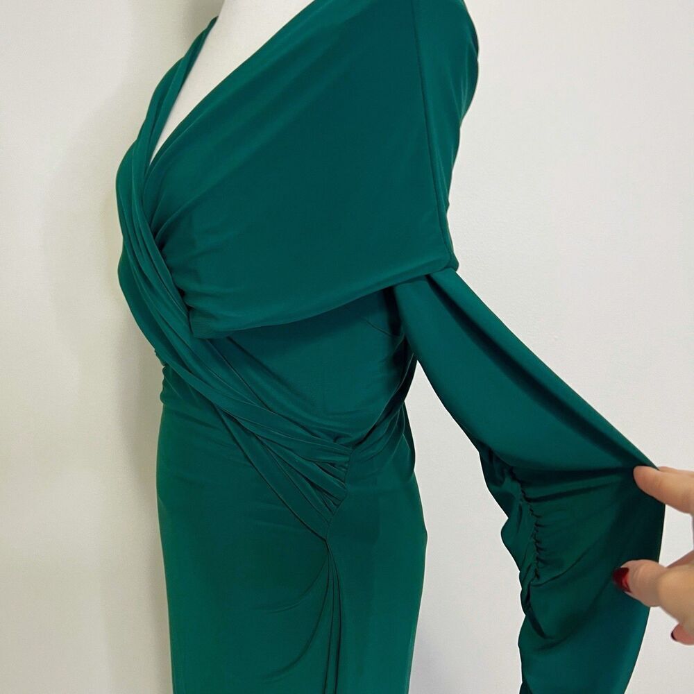 Club L London Off Shoulder Bodycon Midi Dress In Bottle Green NEW US 14 UK 18 - Picture 6 of 11